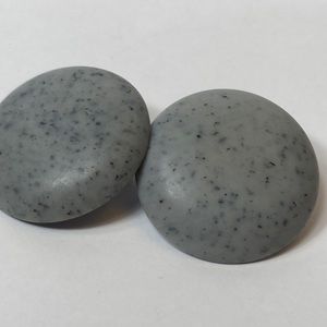 Lightweight Round Grey Speckled Clip On Earrings